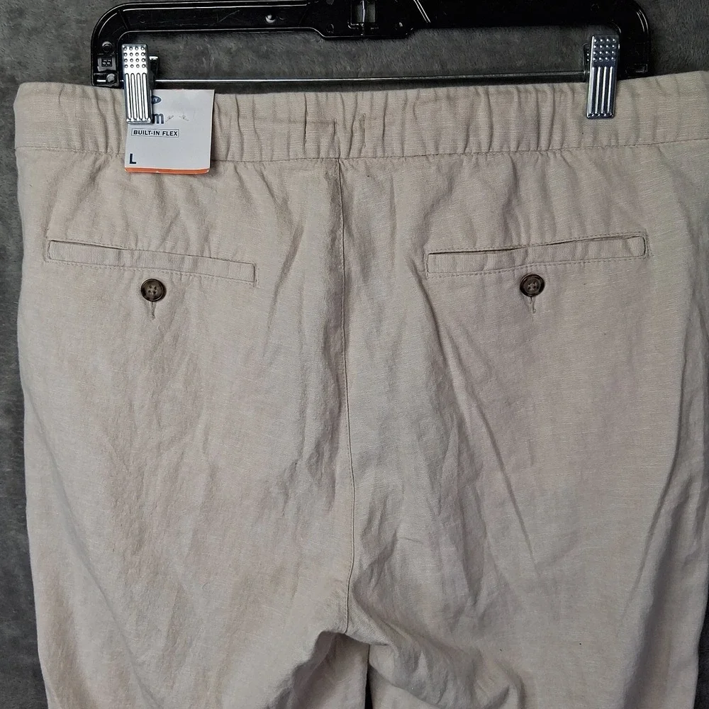 New Old Navy Men's Large Slim Built-In Flex Linen-Blend Pants Beige 36x30